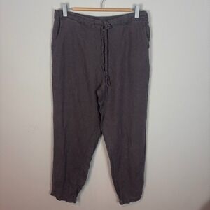 IXIMO Womens Grey 100% Linen Straight Leg Pull on Pants SZ Large Granola‎ Hippie